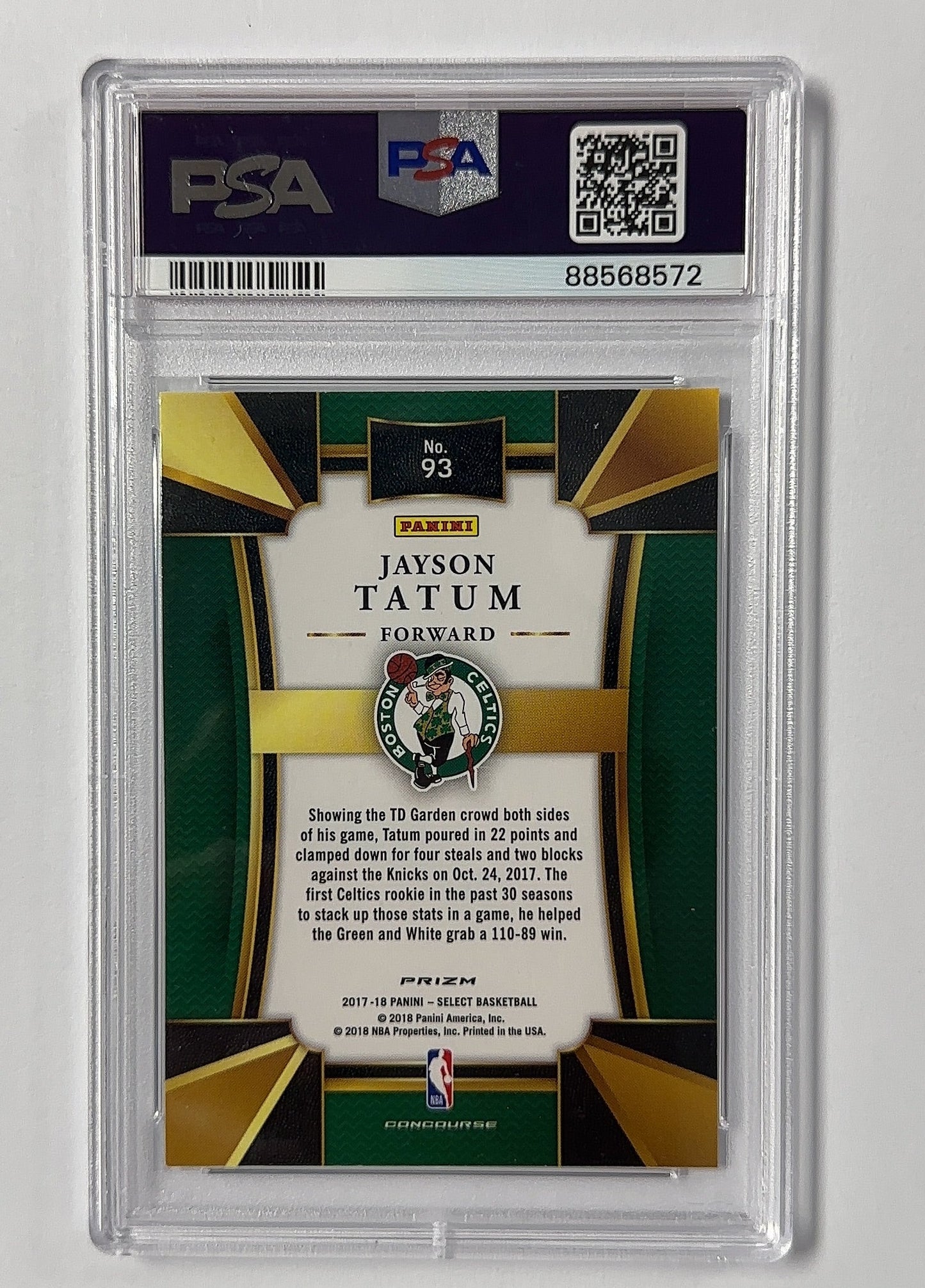 Jayson Tatum - PSA 10 Select — back