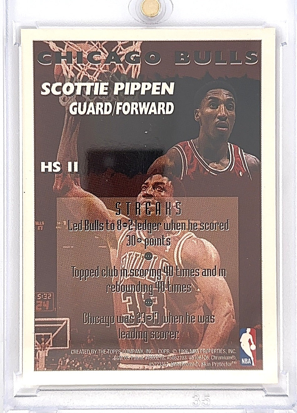 1995 Finest Hot Stuff Scottie Pippen (With coating) #HS11 — back