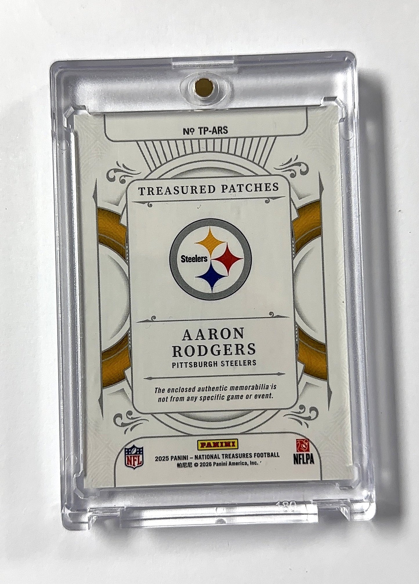 Aaron Rodgers National Treasures Patch /49 National Treasures — back