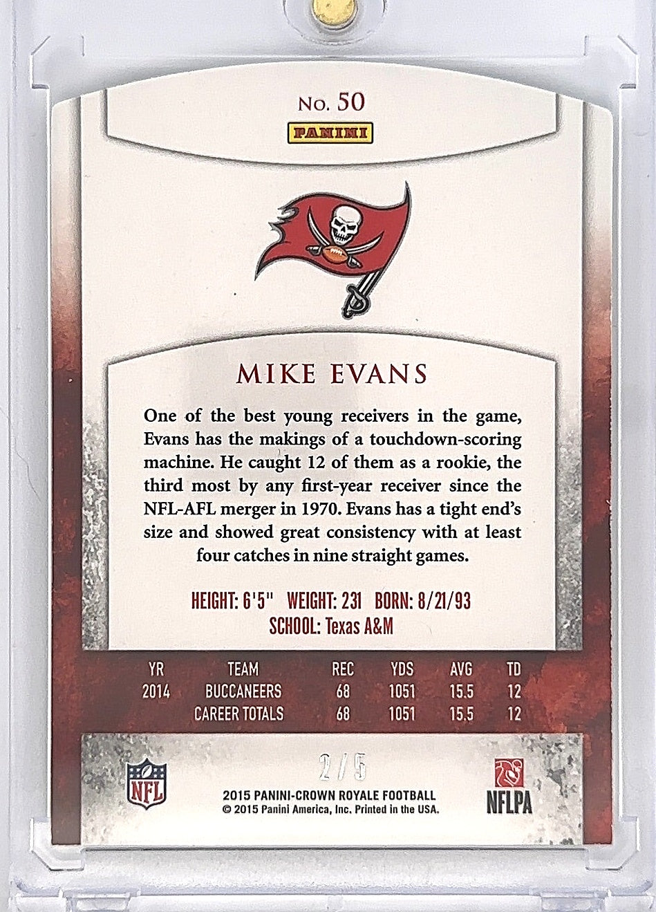 2015 Panini Crown Royale Mike Evans #50 2/5 — back