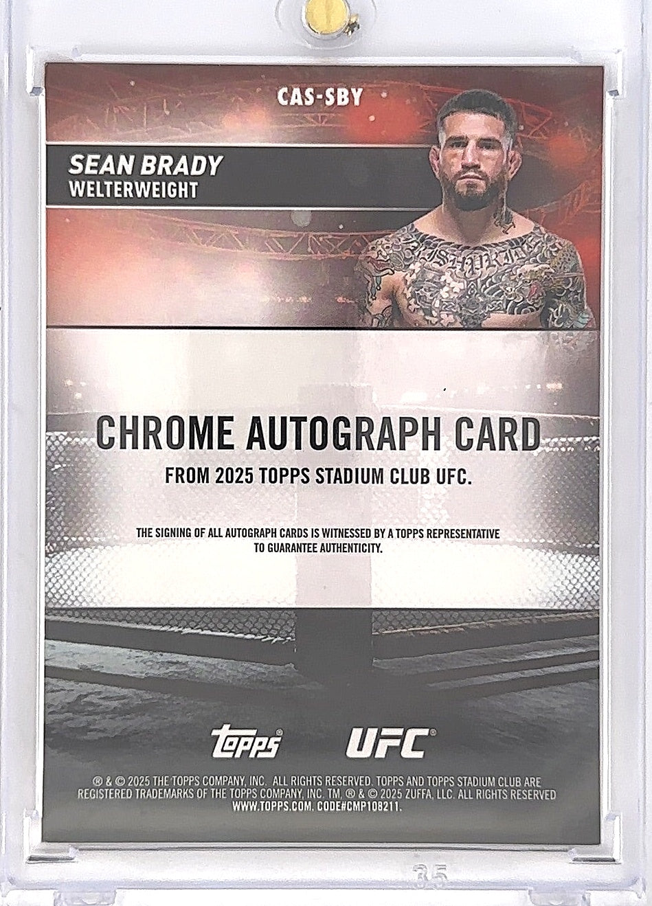 2025 Sean Brady Topps Chrome Stadium Club Auto /25 #CAS-SBY — back