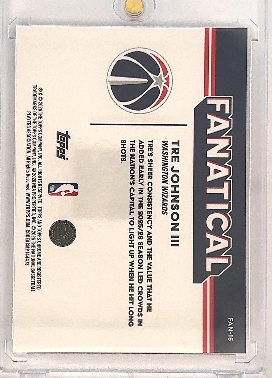 2025 Topps Chrome Update Fanatical Tre Johnson III #FAN-16 — back