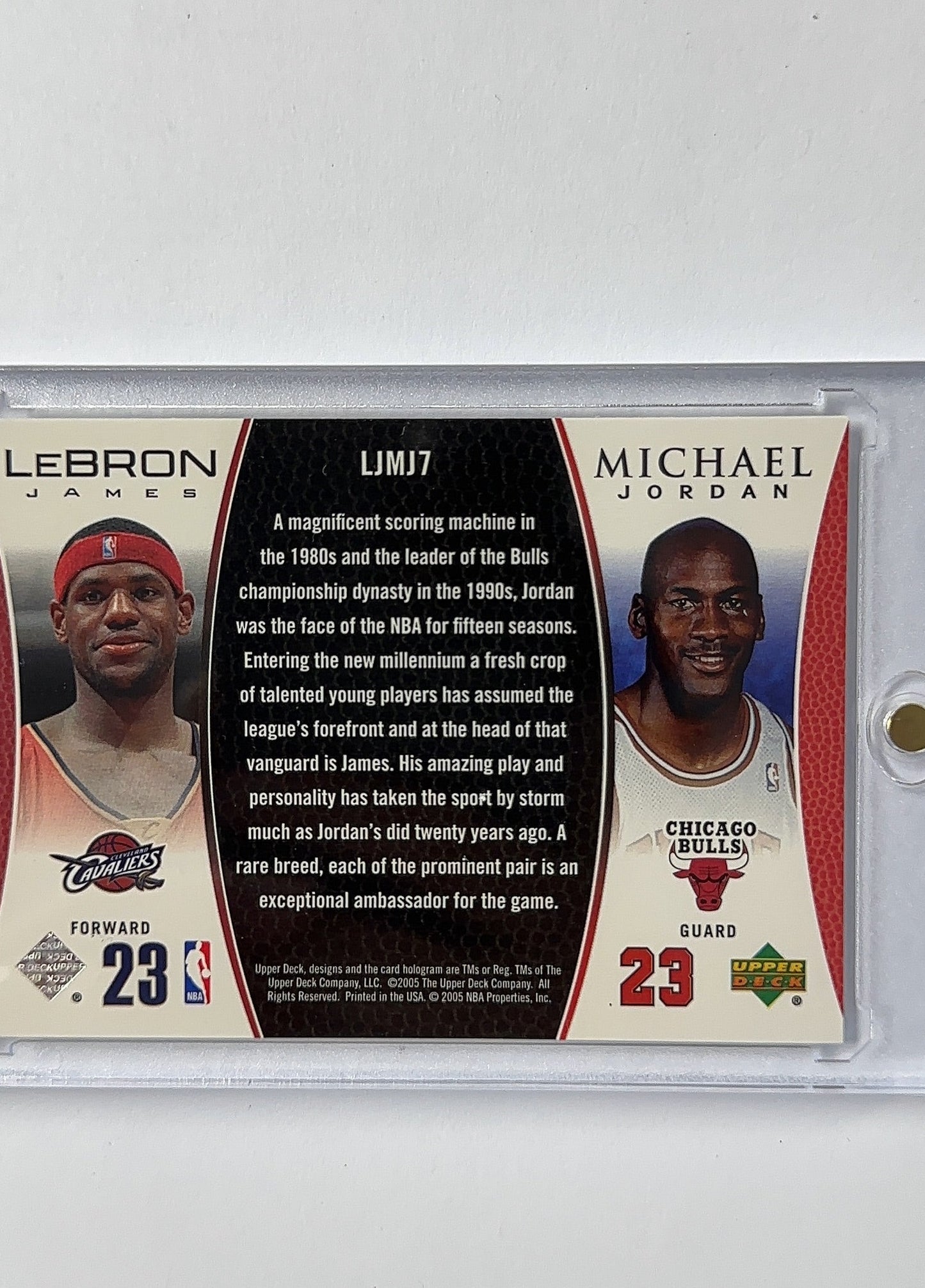 LeBron James/Michael Jordan Upper Deck Dual Dimensions — back