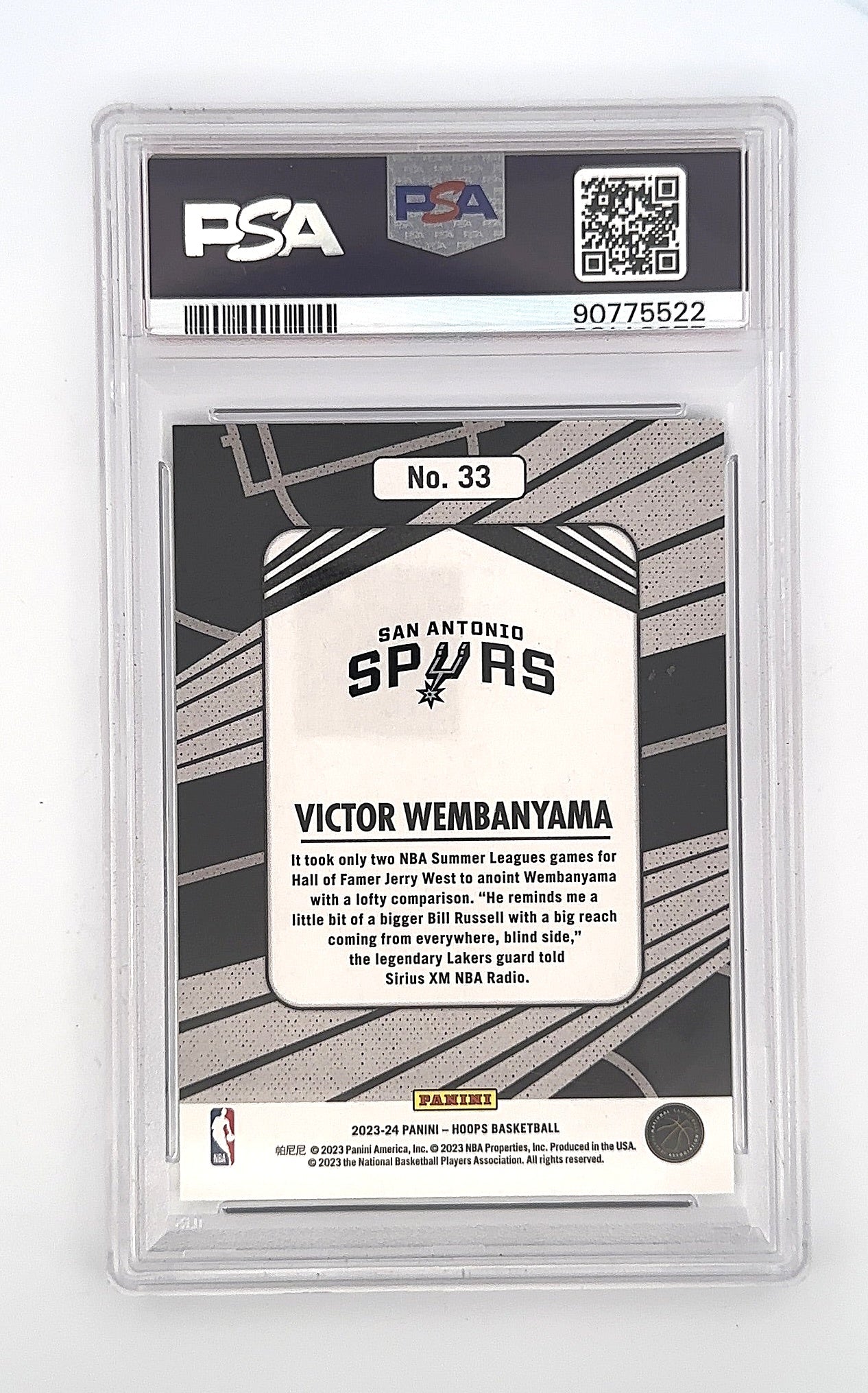 2023 Panini Hoops We Got Next Victor Wembanyama #33 PSA 10 — back
