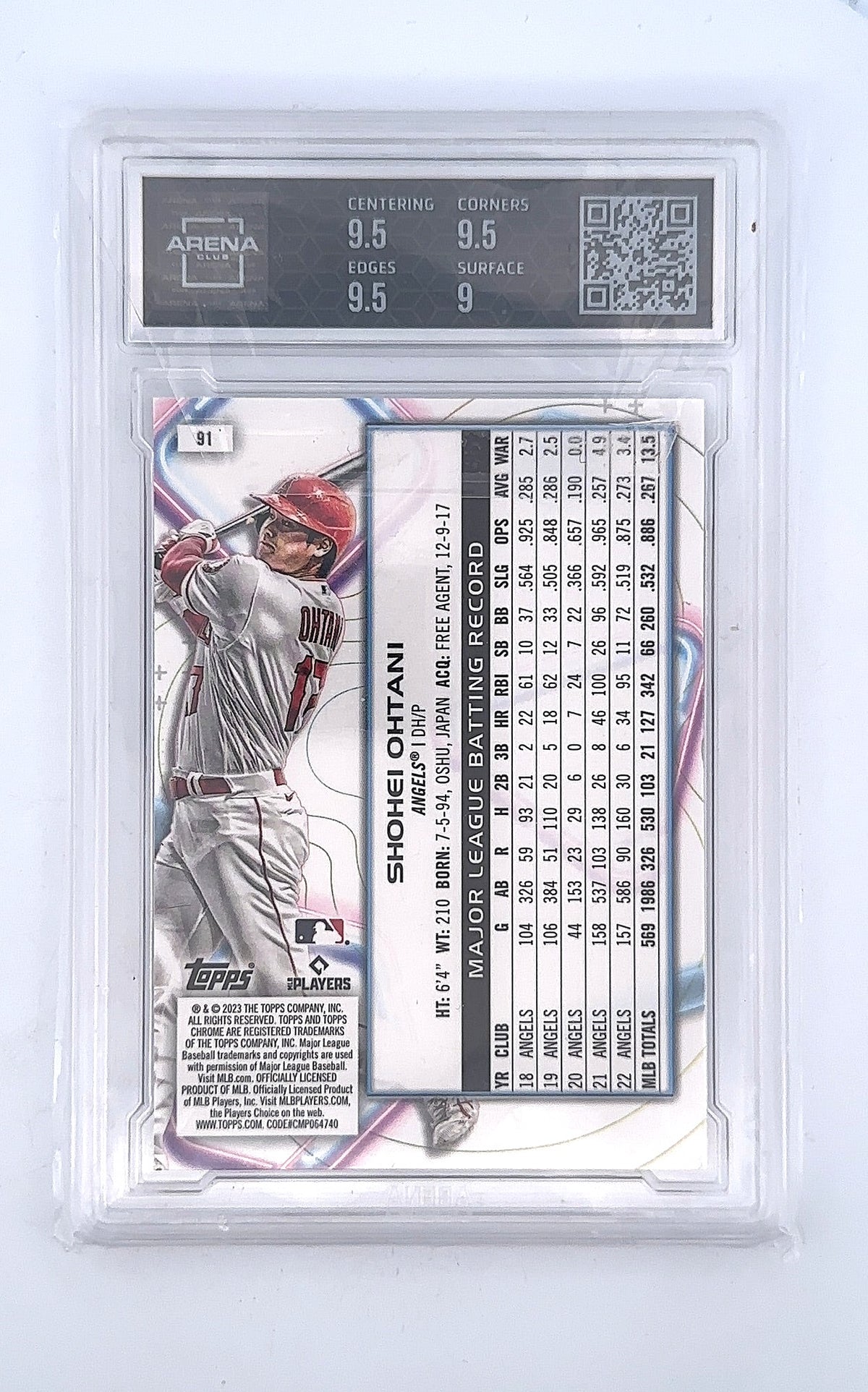 Shohei Ohtani 2023 Topps Cosmic Chrome SGC MINT+ 9.5 — back