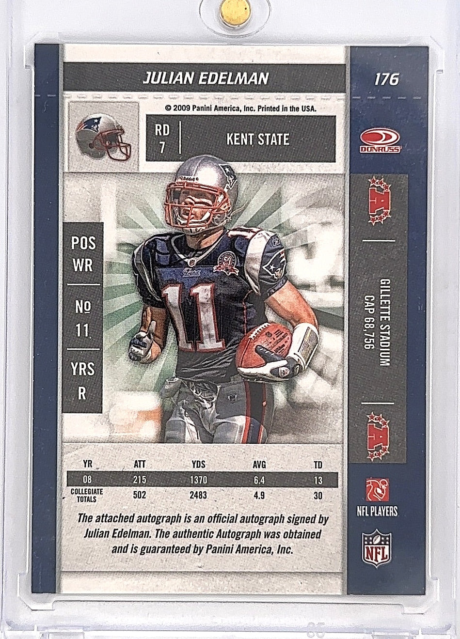 Julian Edelman Rookie Ticket Auto #176 — back