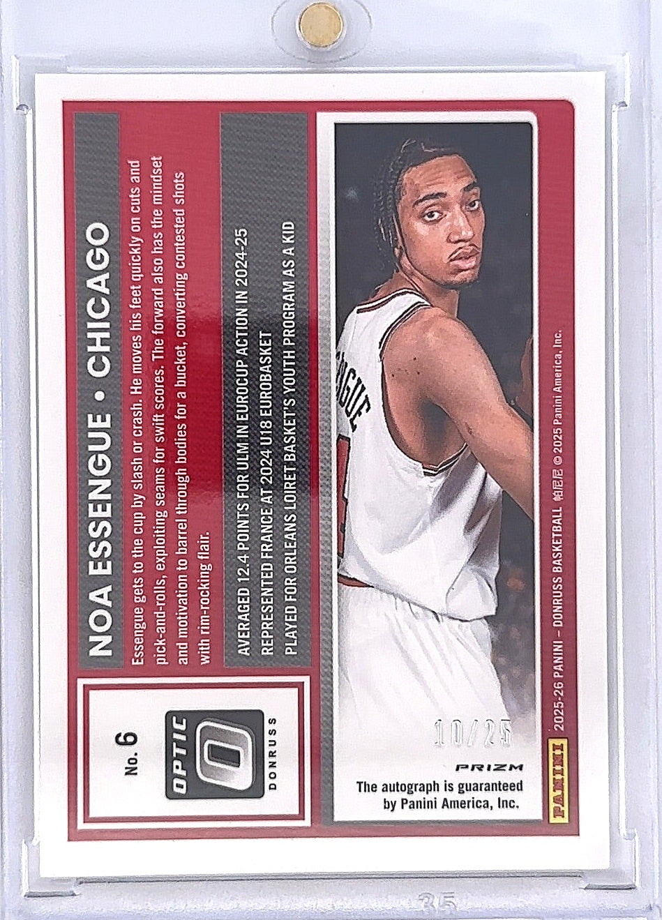 Noa Essengue Rated Rookie Autograph 10/25 — back
