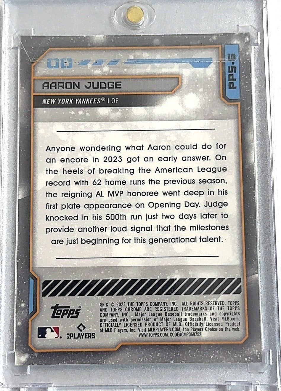 2023 Topps Cosmic Chrome Planetary Pursuit Sun Aaron Judge #PPS-6 — back