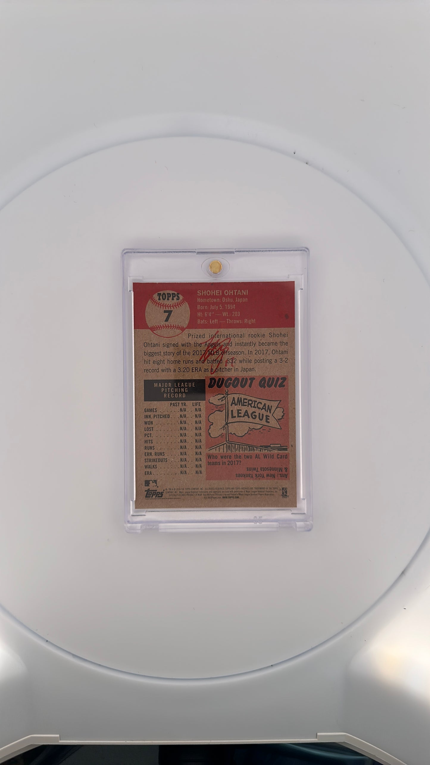 Shohei Ohtani Topps Living RC Living Set — back