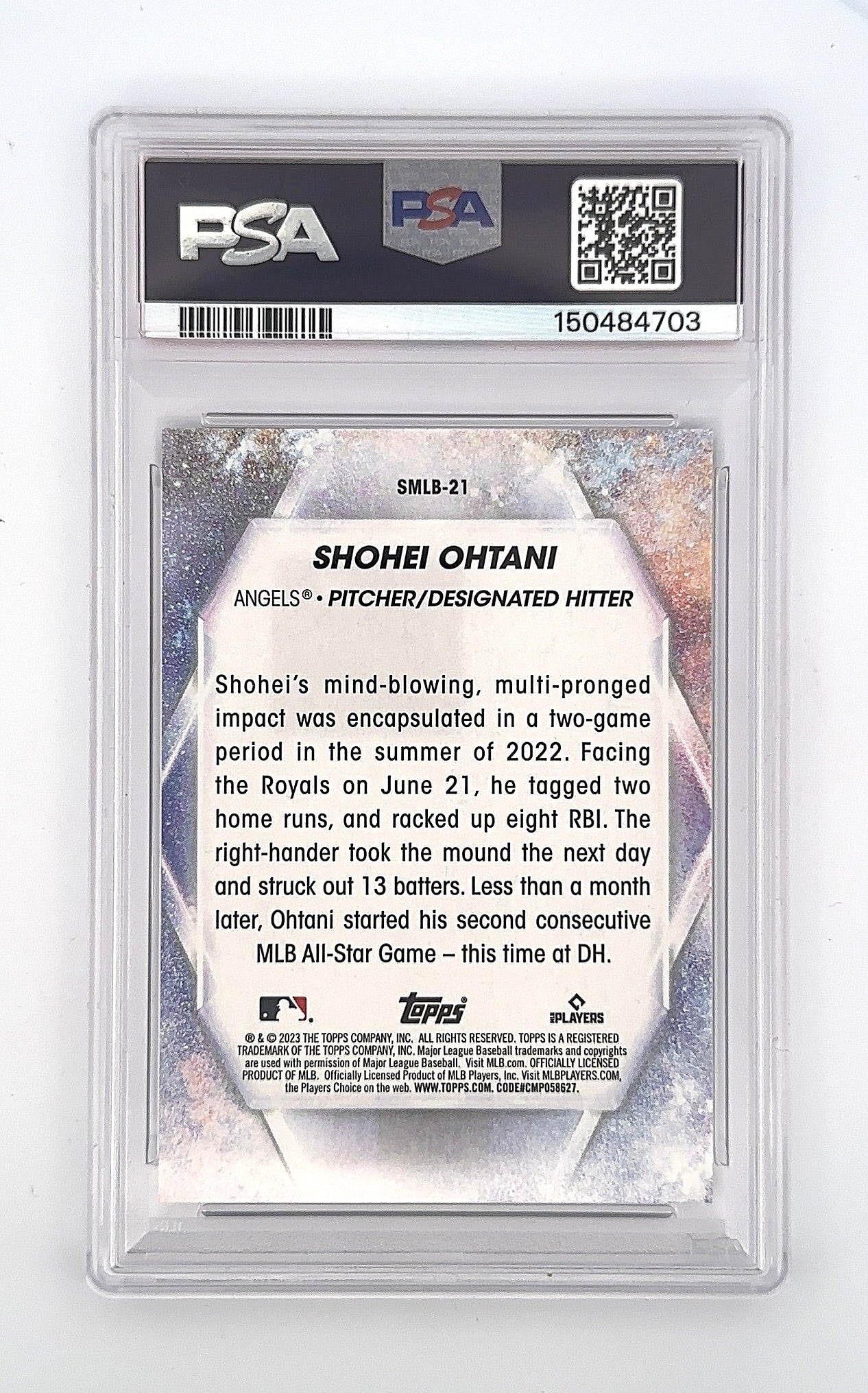 2023 Topps Stars of MLB Shohei Ohtani #SMLB-21 PSA 10 — back
