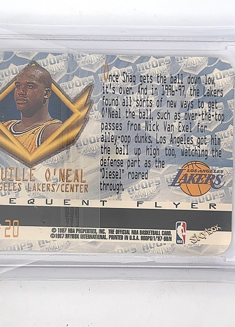 Shaquille O’Neal Hoops Airlines Frequent Flyer 10/20 1997 — back
