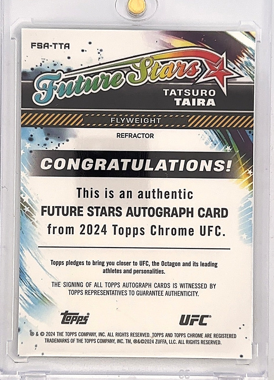 2024 Topps Chrome Tatsuo Taira Future Stars Auto /150 — back