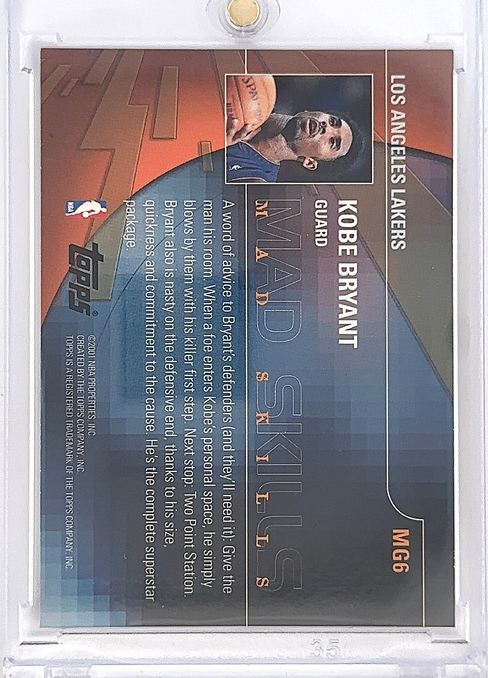 2001 Topps Chrome Mad Game Kobe Bryant #MG6 — back