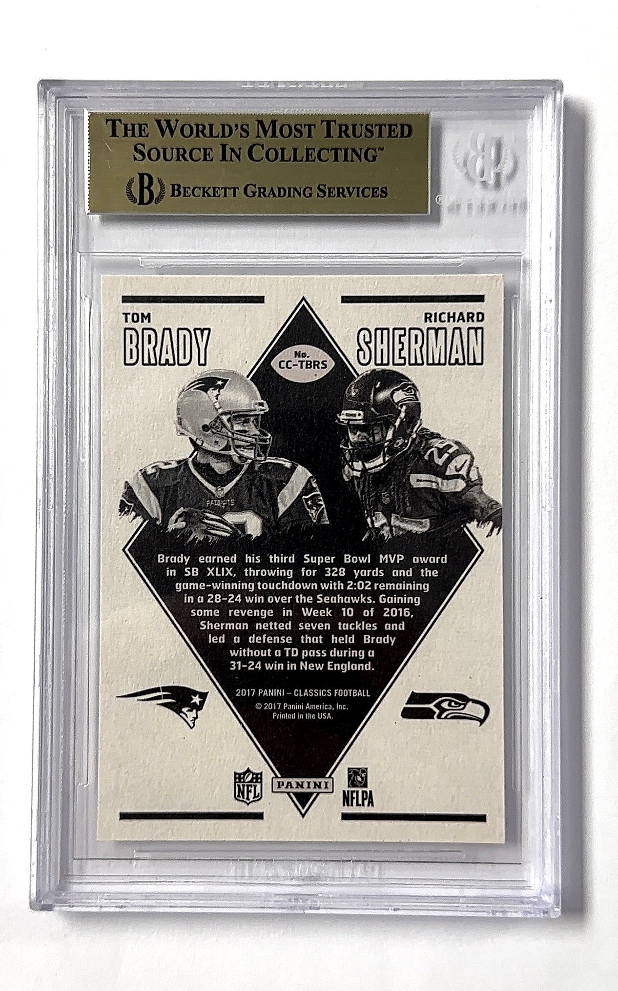 2017 Panini Classics Clashes Tom Brady / Richard Sherman #CC-TBRS BGS 9.5 — back