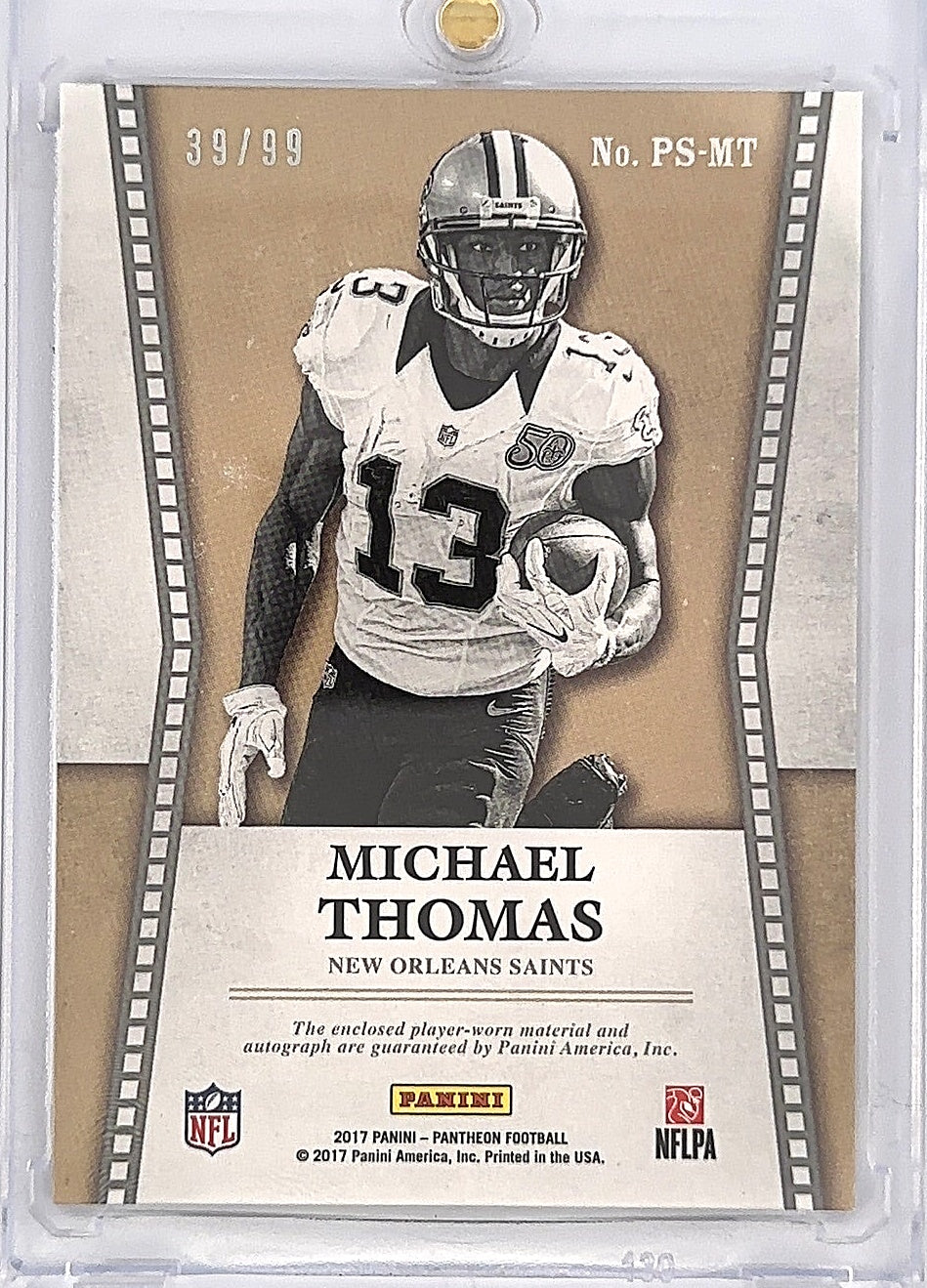 2017 Michael Thomas Panini Patheon Patch Auto /99 #PS-MT — back