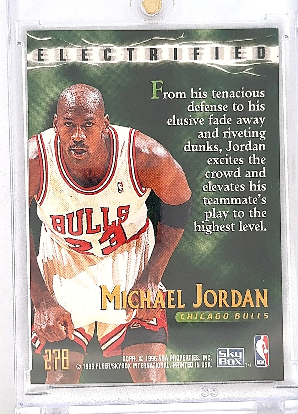 Michael Jordan Electrified SkyBox #278 — back