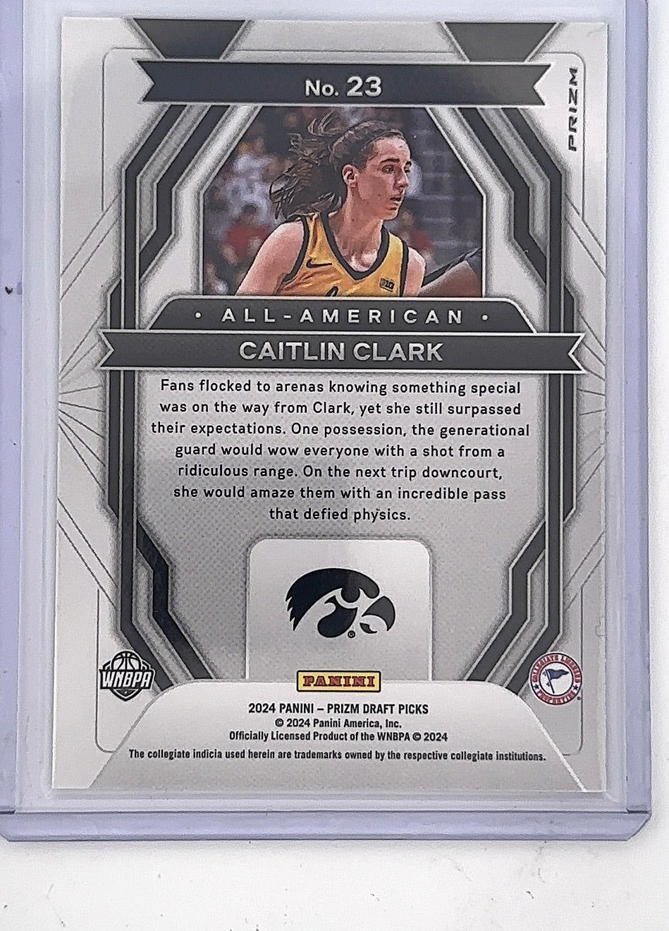 Caitlin Clark Iowa All-American Prizm Draft Picks — back