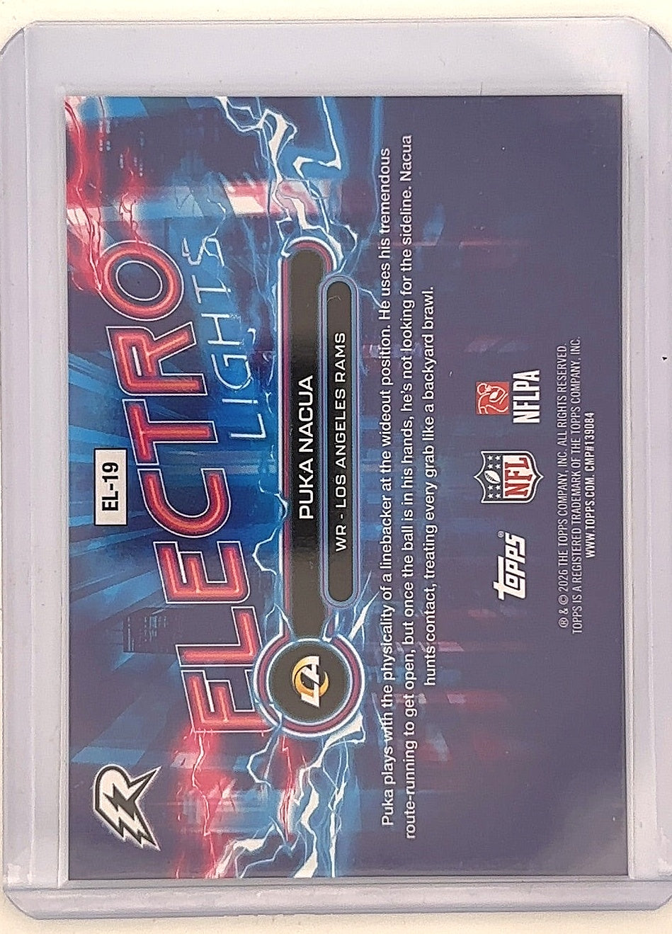2025 Topps Resurgence Electro Lights Puka Nacua #EL-19 — back