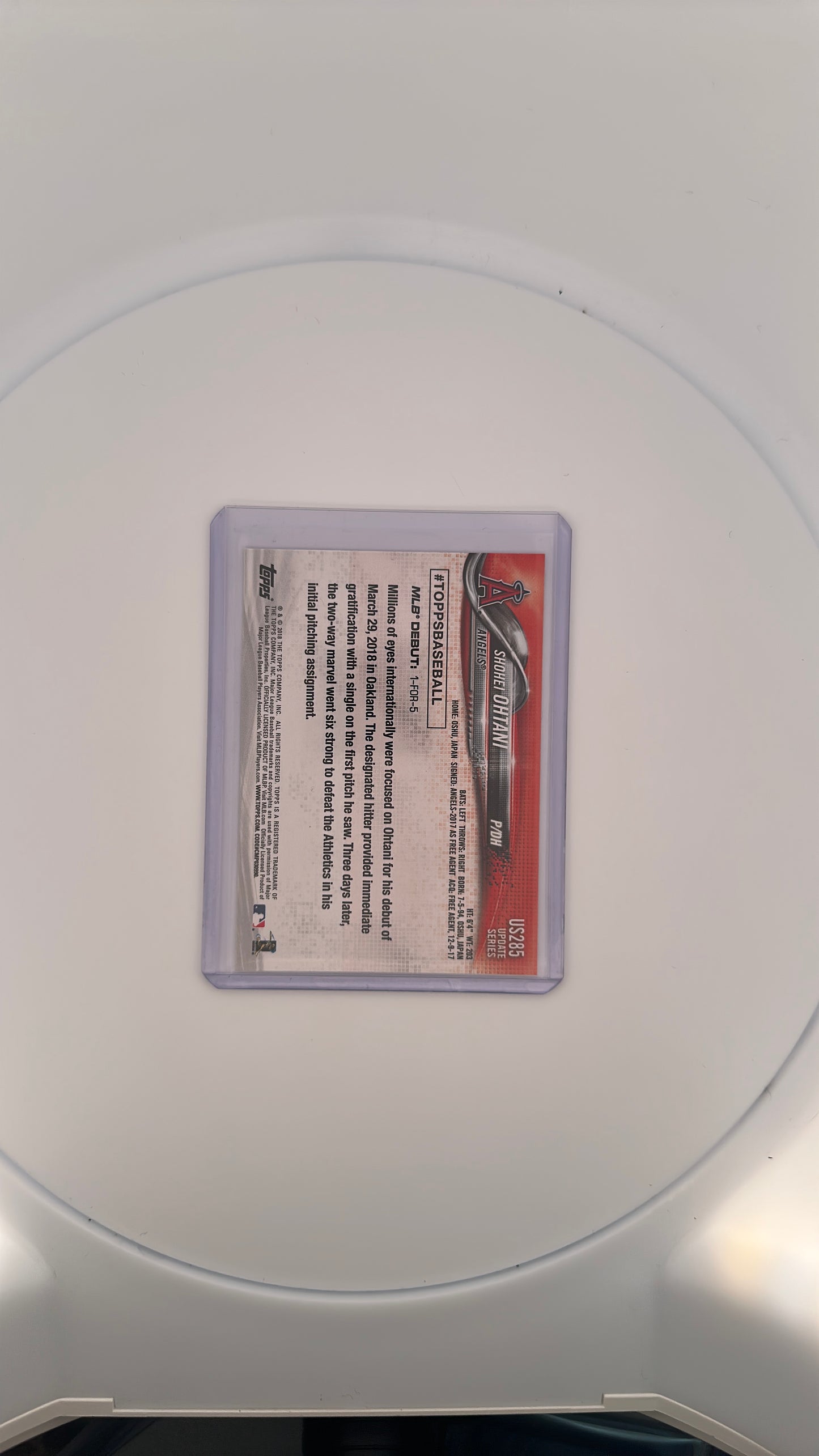 Shohei Ohtani Topps RC Topps — back
