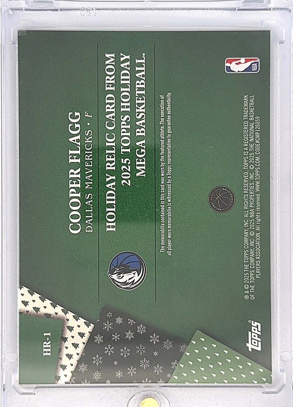 2025 Topps Holiday Relic Cooper Flagg #HR-1 — back