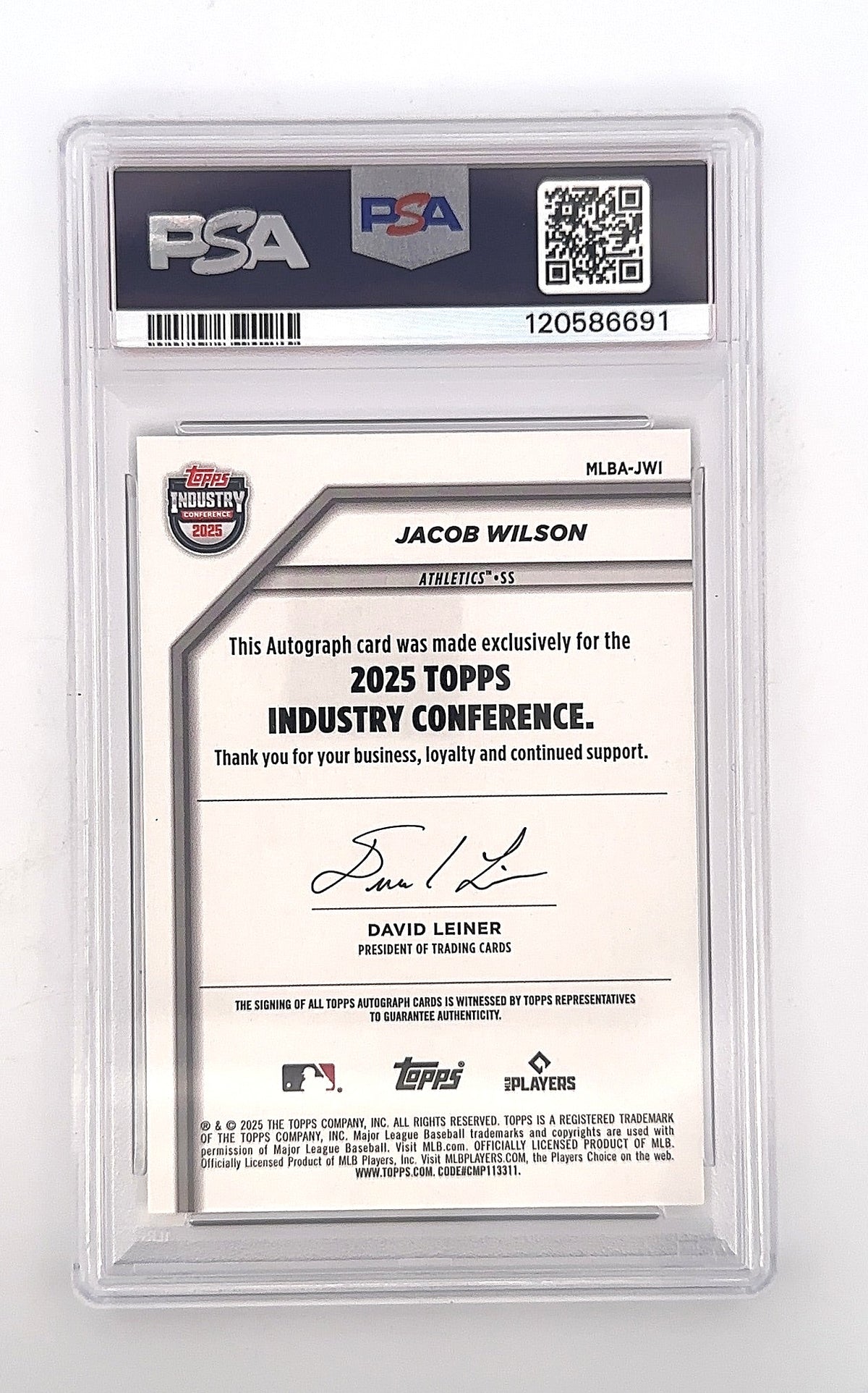 Jacob Wilson 2025 Topps Industry 05/15 Autograph — back