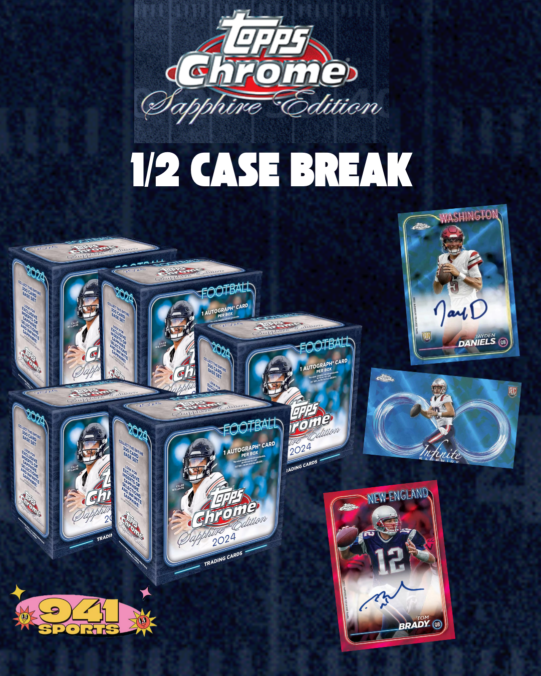 Topps - Chrome Sapphire 2024 NFL Hobby Half Case (5 Box) PYT Break - 700