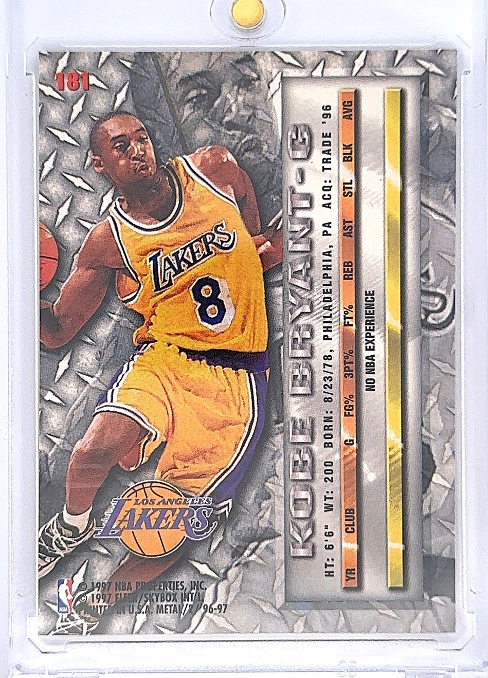 Kobe Bryant Fleer Metal 96-97 #181 — back