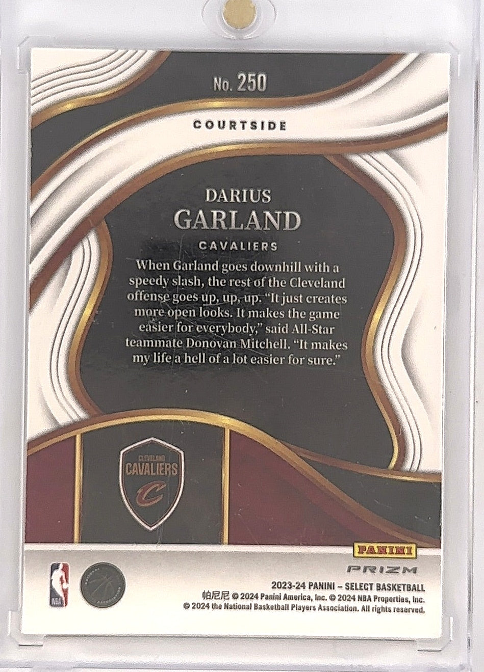 2023 Panini Select Darius Garland [Tiger Prizm] #250 — back