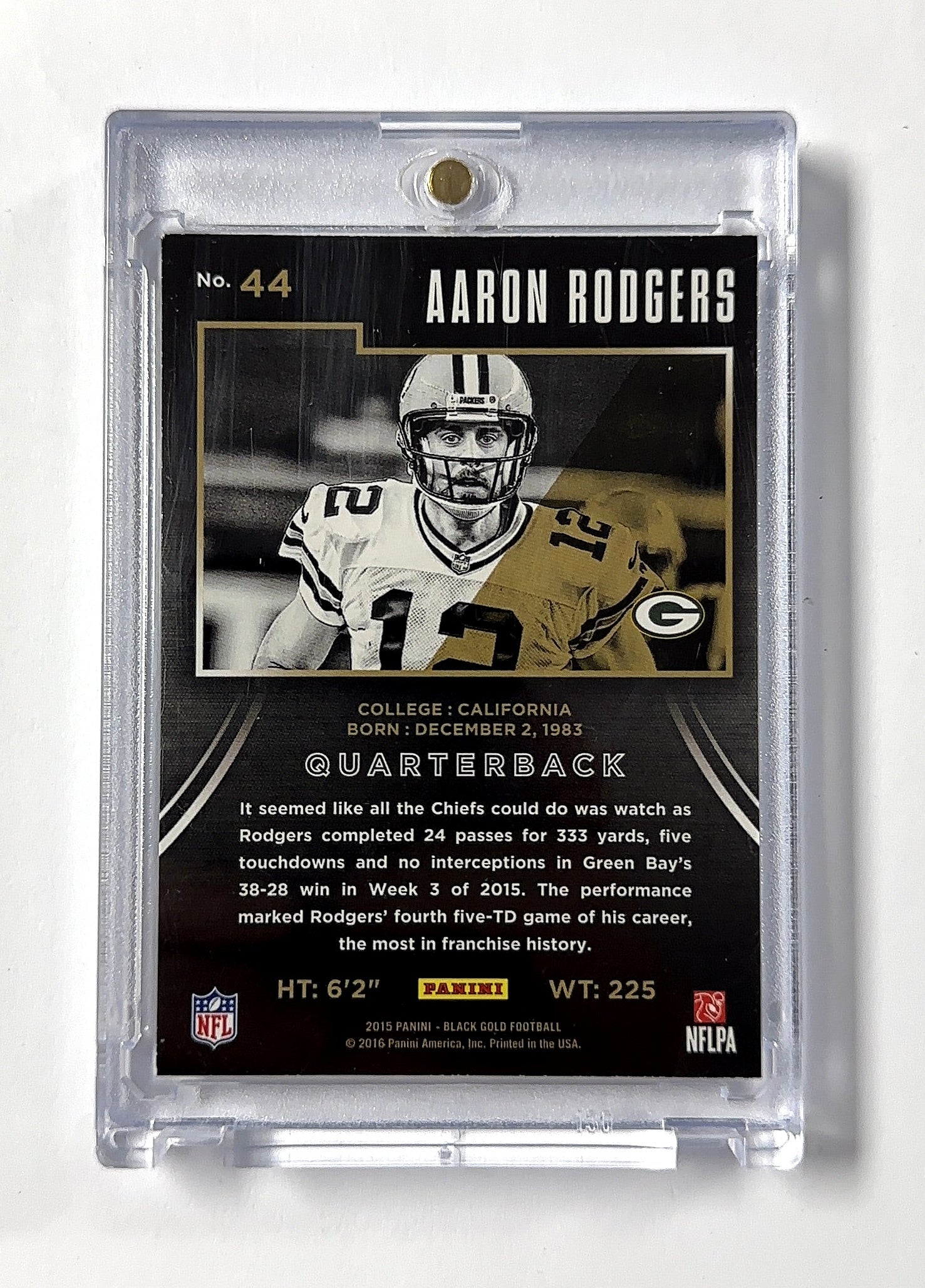 Aaron Rodgers Black Gold /99 Black Gold — back