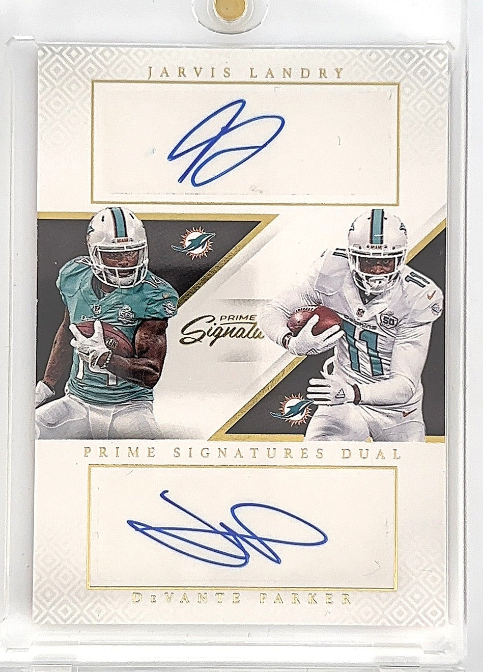 2016 Panini Prime Signatures Dual 56/99 Devante Parker Jarvis Landry #SD-LP Auto — front