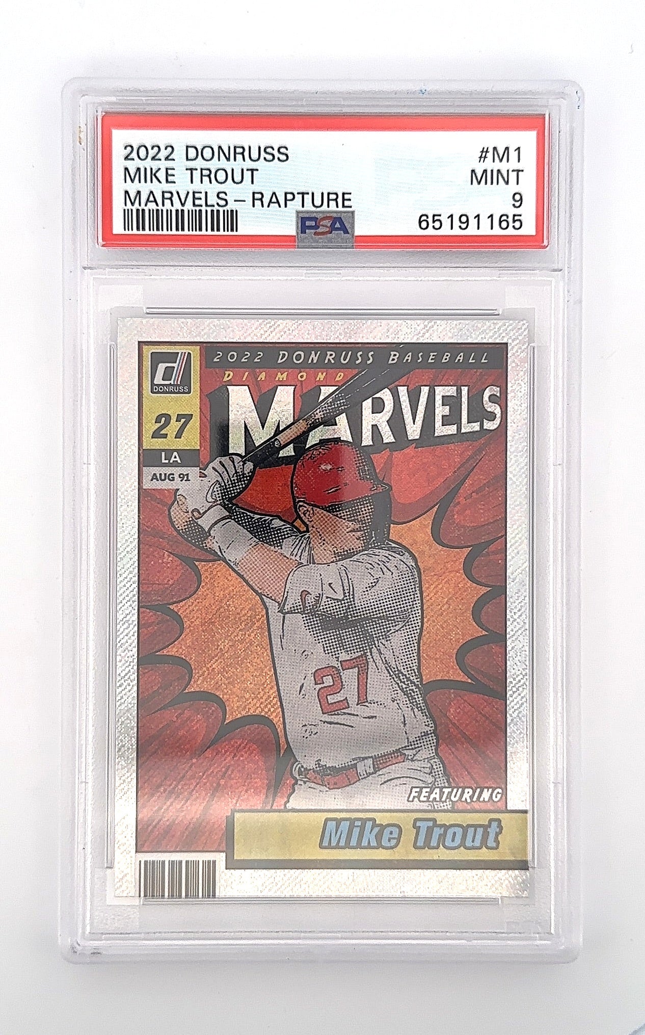 2022 Panini Donruss Marvels Mike Trout [Rapture] #M-1 PSA 9 — front