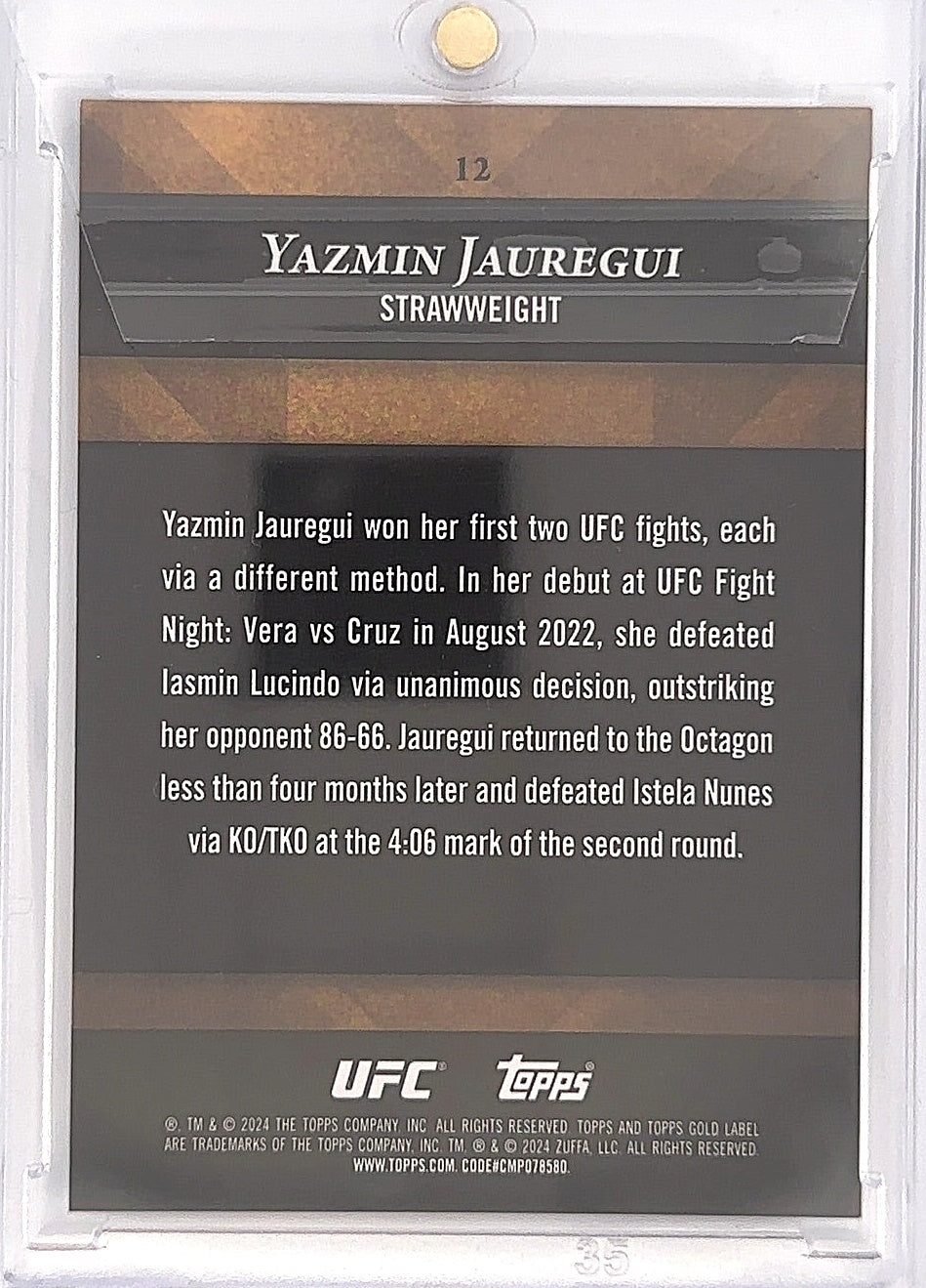 Yazmin Jauregui Topps Gold Label 10/10 — back