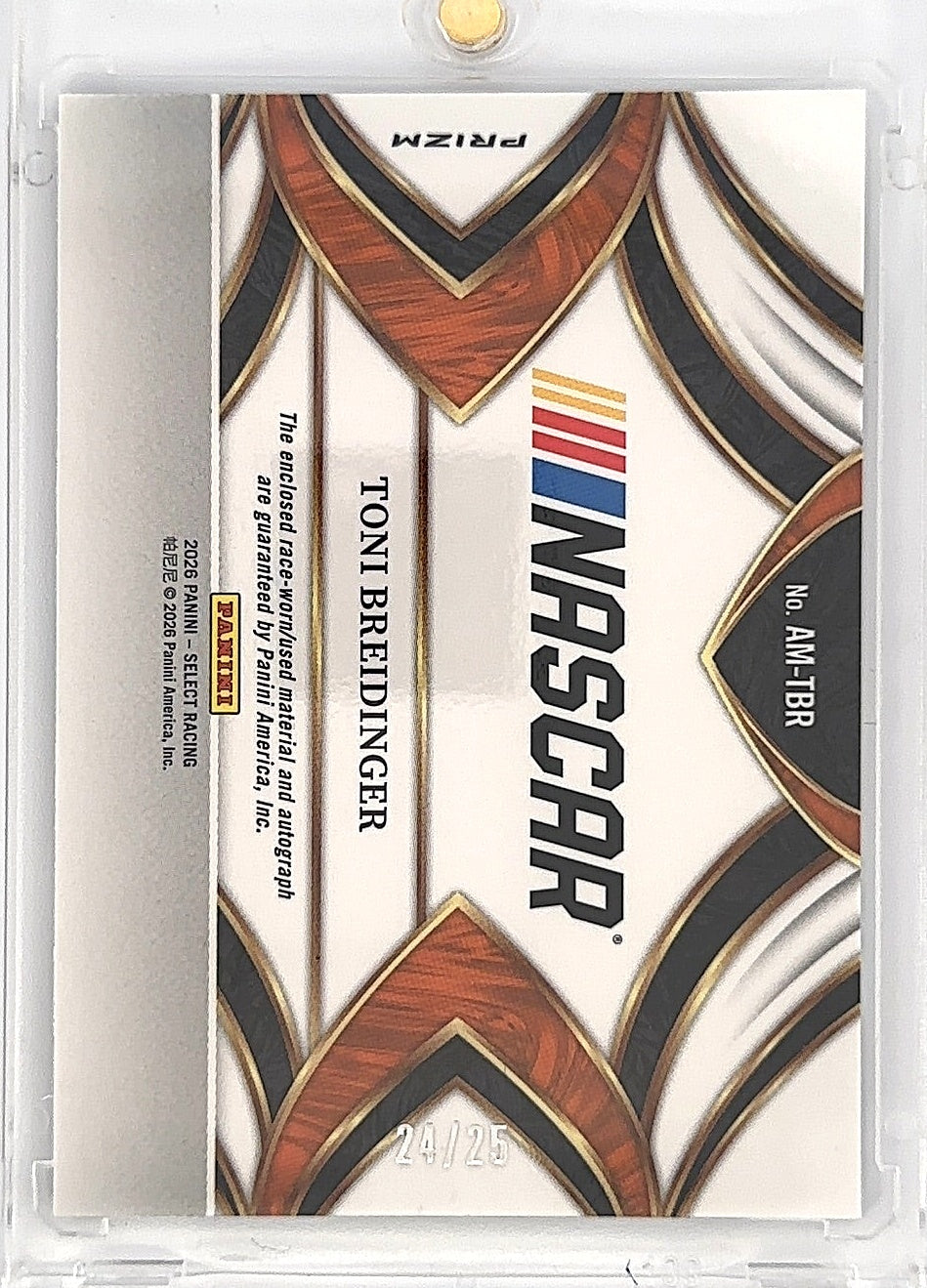 2026 Toni Breidinger Select Patch Auto /25 — back
