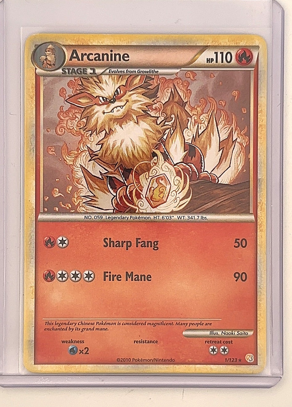 Arcanine - 1/123 (HeartGold & SoulSilver) #001/123 — front