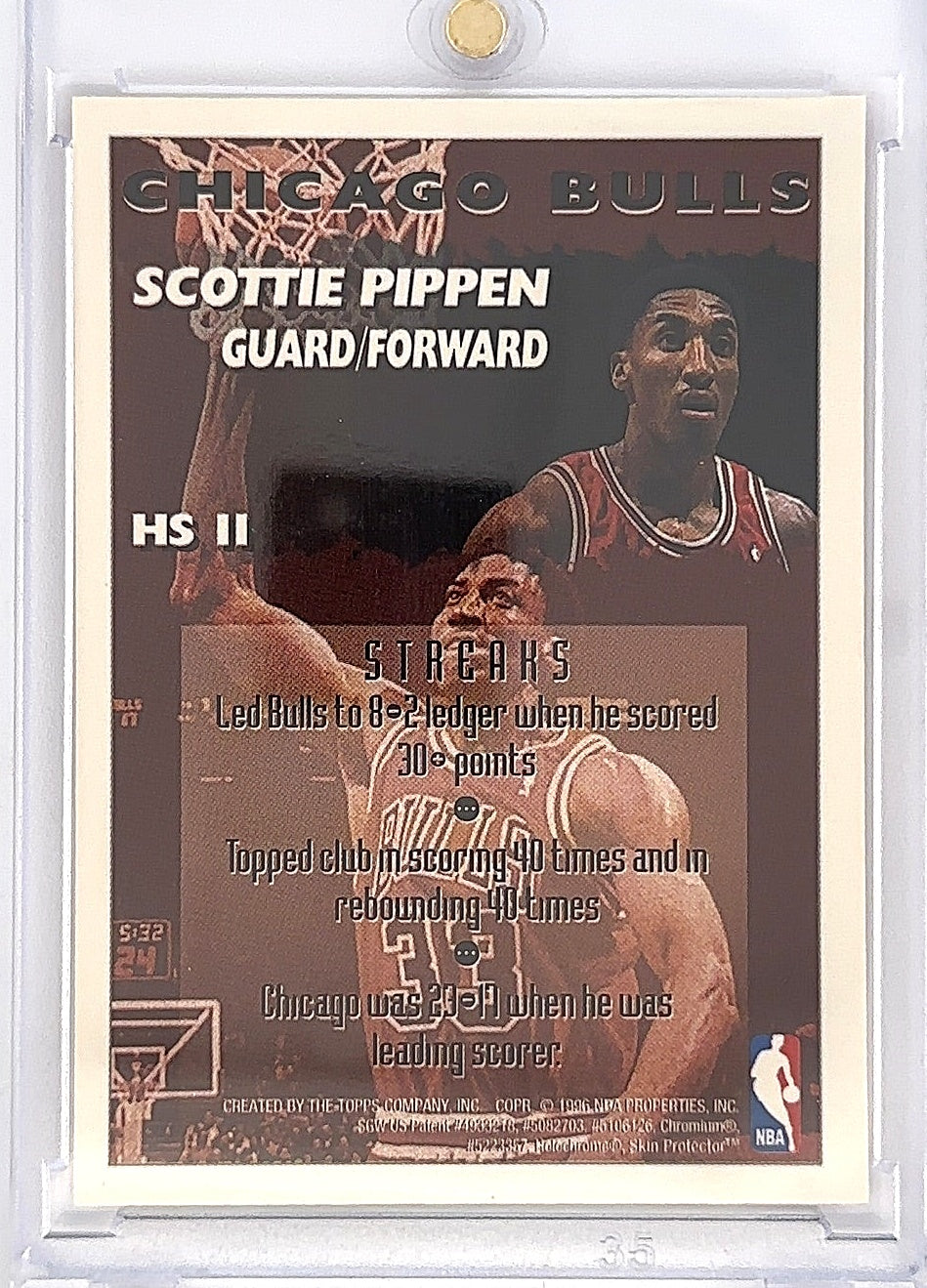 1995 Finest Hot Stuff Scottie Pippen (With Coating) #HS11 — back