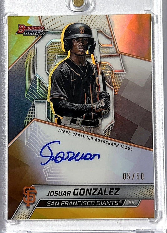 2025 Bowman's Best Autograph Josuar Gonzalez [Gold Refractor] #B25-JG AUTO — front