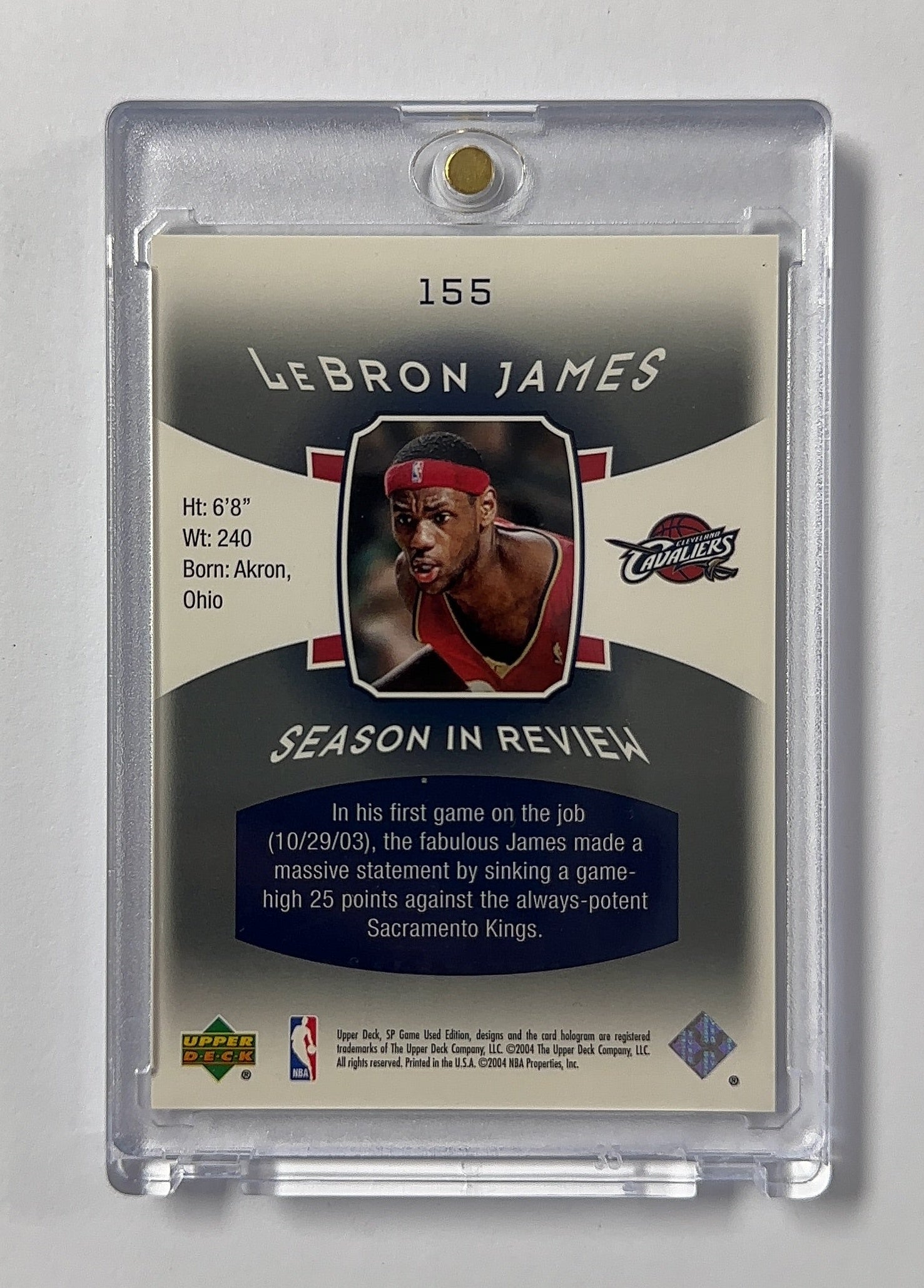 LeBron James SP Game Used Edition Season in Review — back