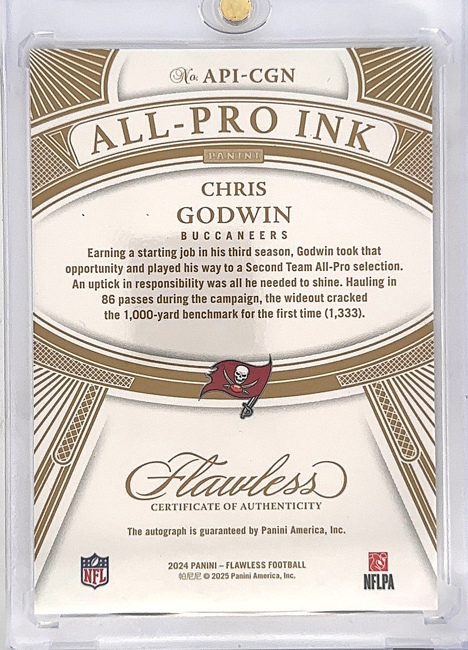 2024 Panini Flawless All-Pro Ink Chris Godwin #API-CGN — back