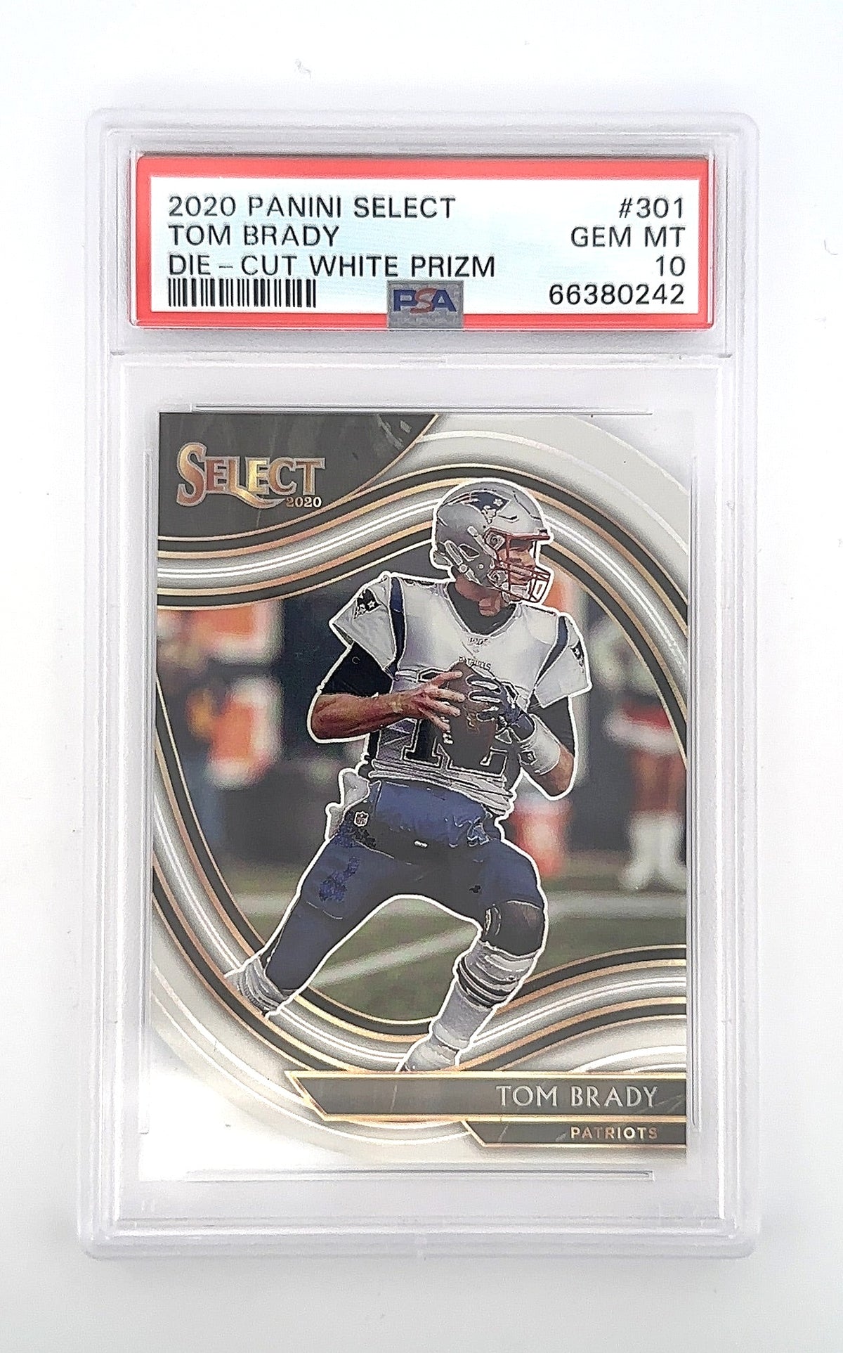 2020 Panini Select Tom Brady [White Prizm Die Cut] #301 PSA 10 — front