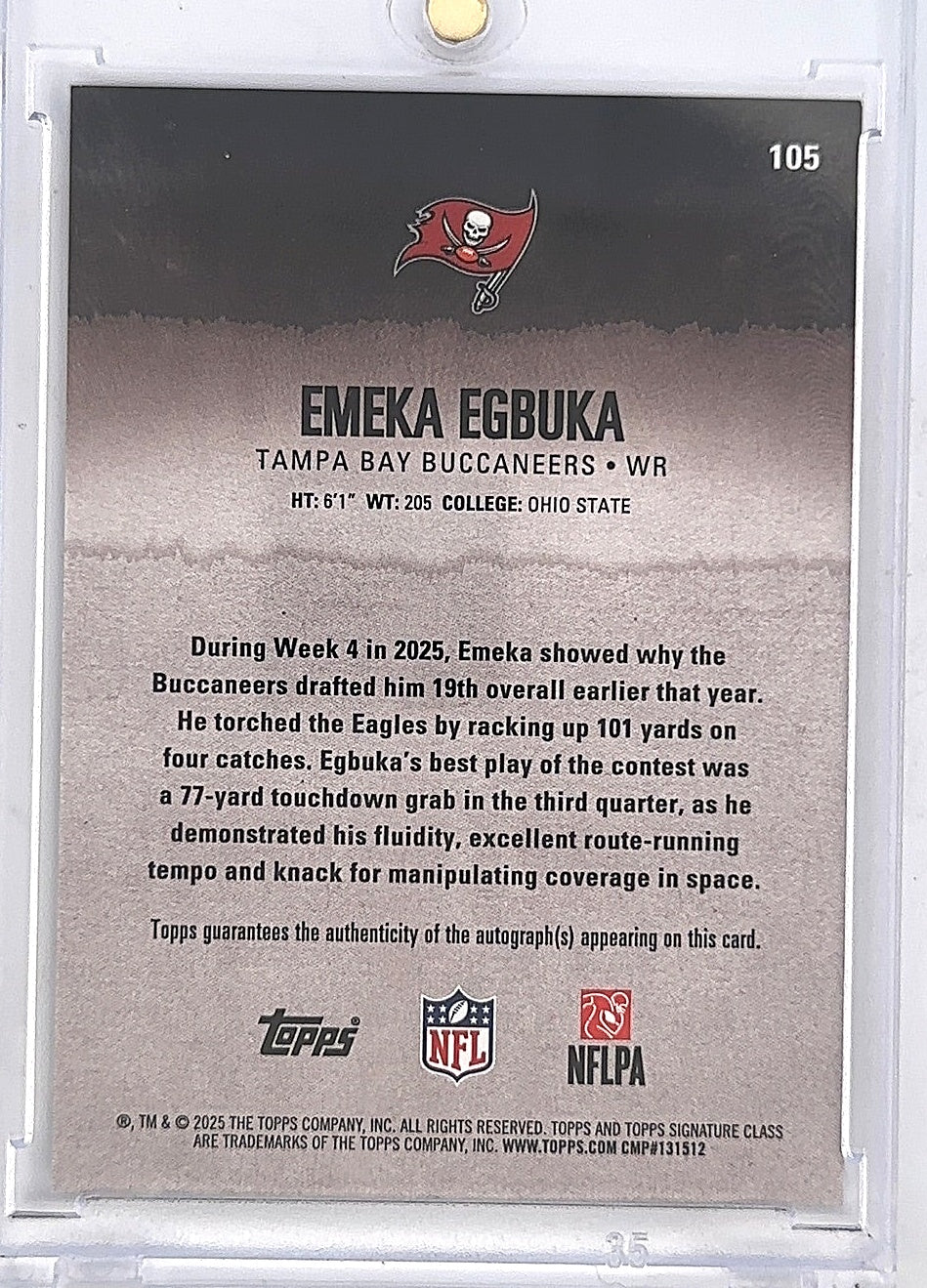 2025 Topps Signature Class Emeka Egbuka [Autograph] #105 — back