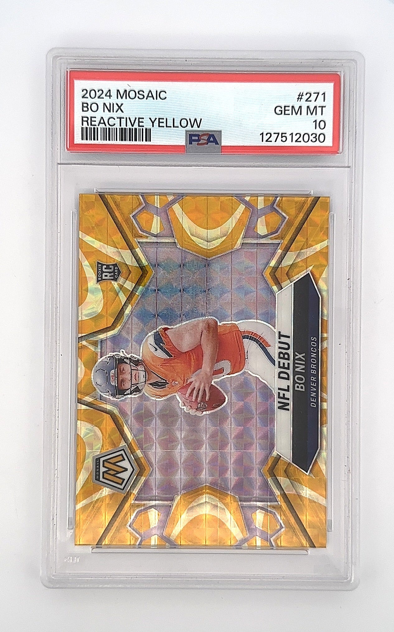 2024 Panini Mosaic Bo Nix [Yellow Reactive] #271 PSA 10 — front