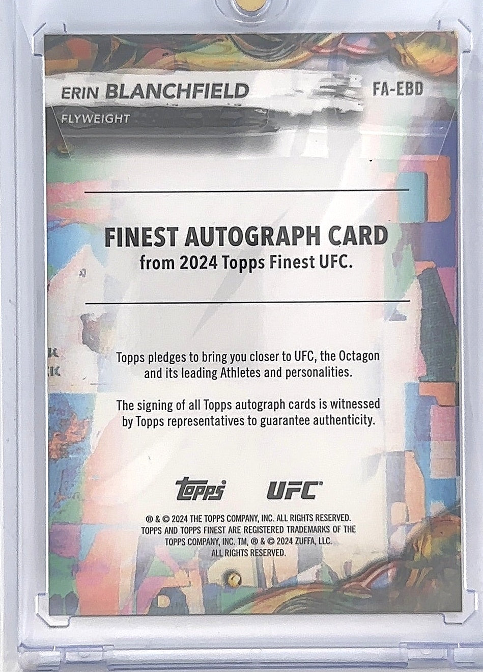Erin Blanchfield Topps Finest 49/50 Certified Autograph — back