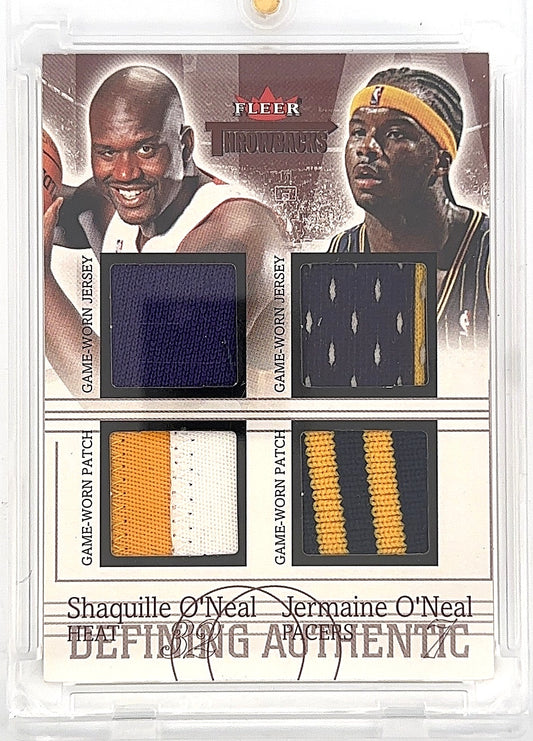 2004-05 Fleer Throwbacks Shaq O’Neal & Jermaine O’Neal 4 Patch 02/25 #DAD-SO/JO — front