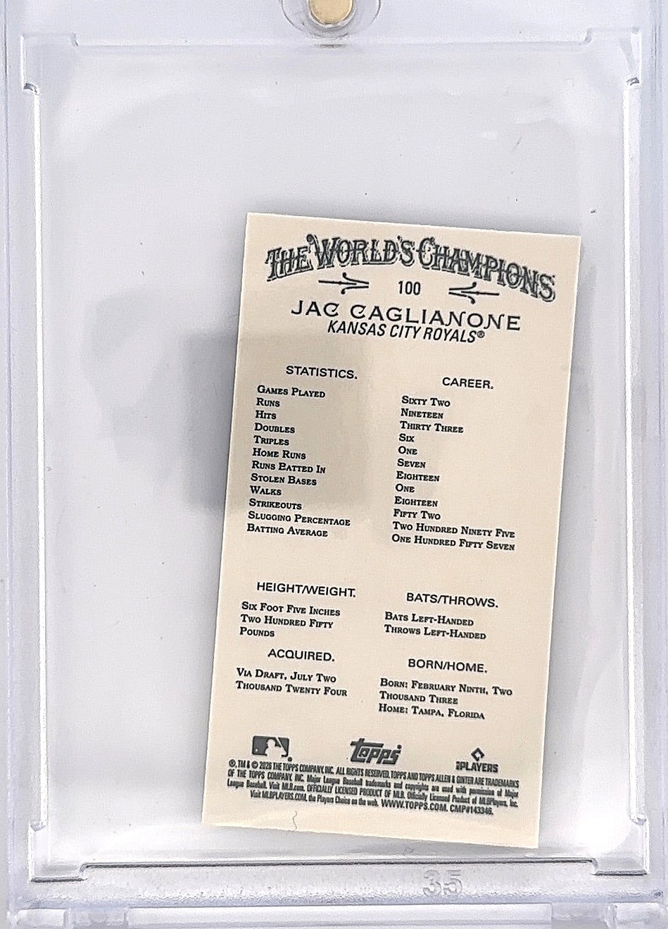 2026 Topps Allen & Ginter Jac Caglianone [Refractor Chrome] #100 — back