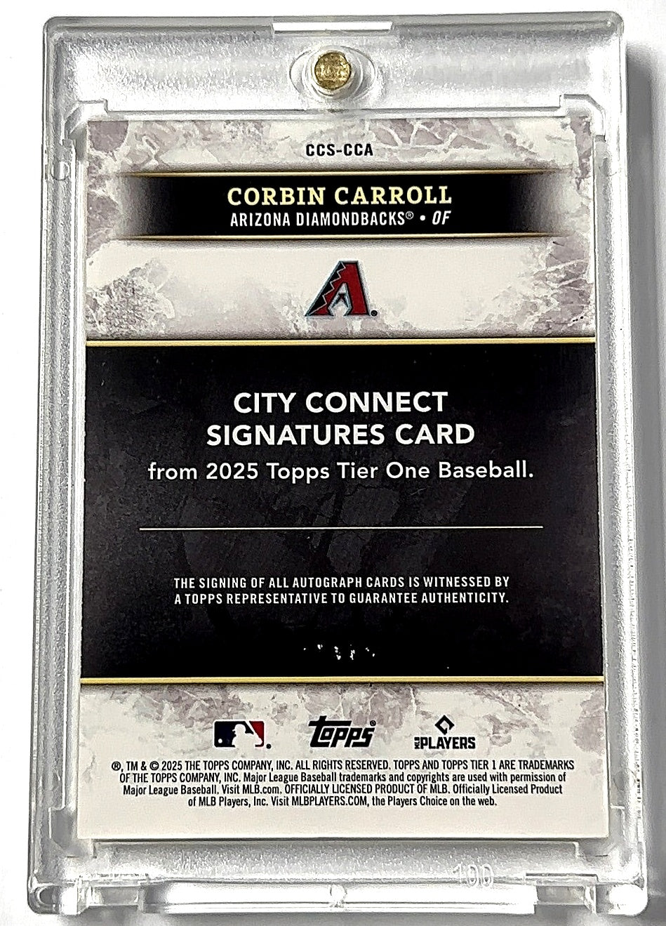 2025 Corbin Carroll Topps Tier One Auto /75 — back