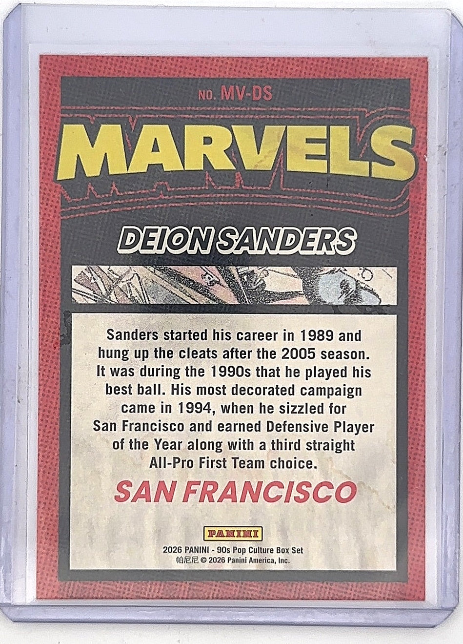 2026 Panini Donruss Diamond Marvels Deion Sanders [Gold Ice] #1 — back