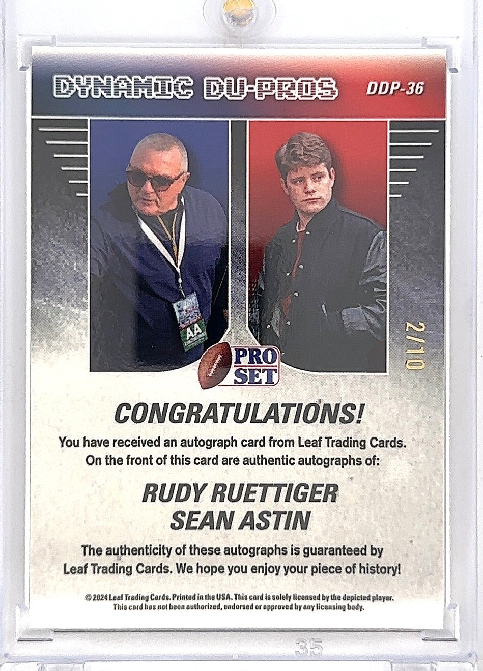 2024 Pro Set Metal Dynamic Du-Pros Rudy Ruettiger / Sean Astin #DDP-36 — back