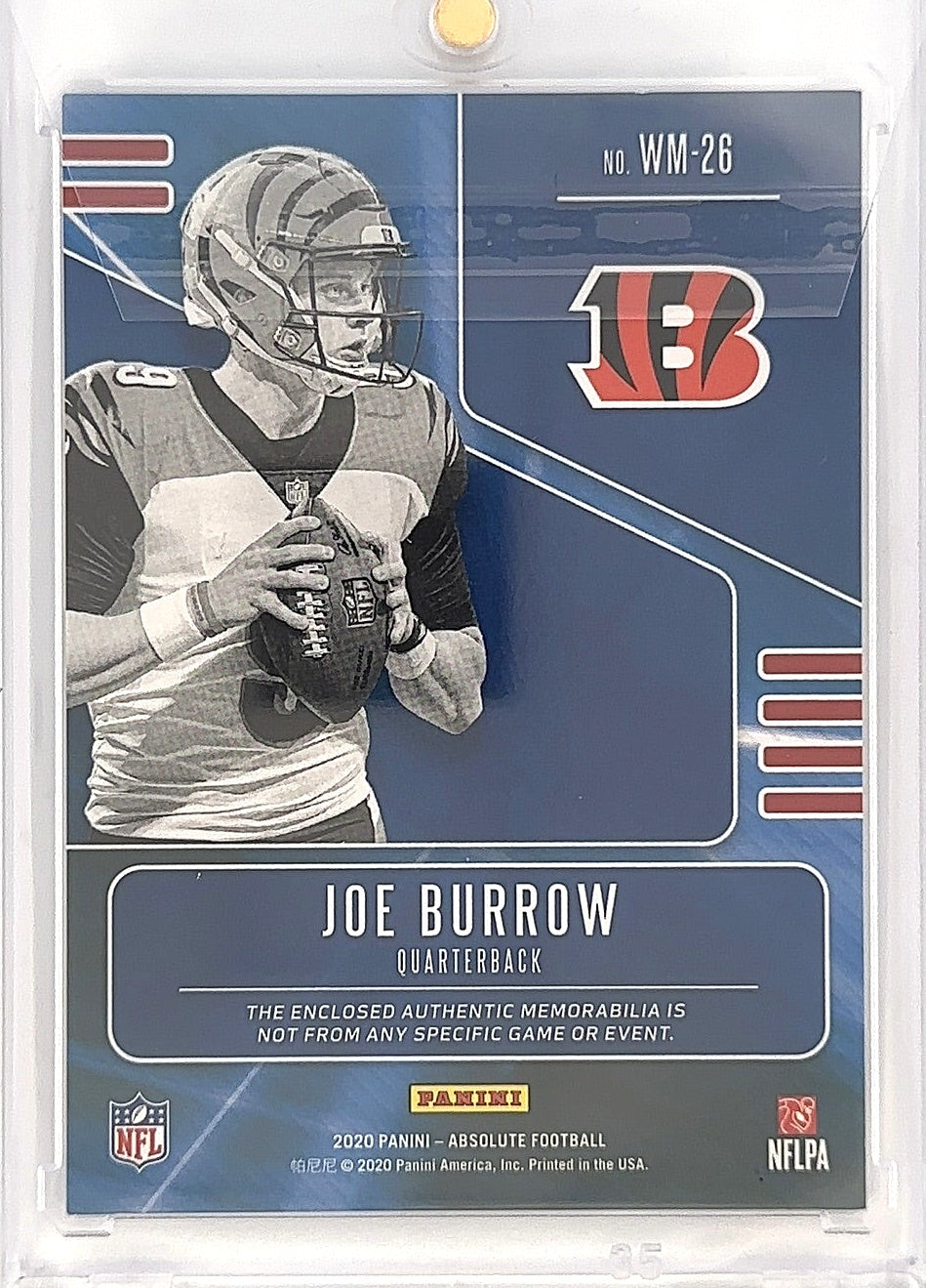2020 Panini Absolute War Room Materials Joe Burrow #WM-26 — back