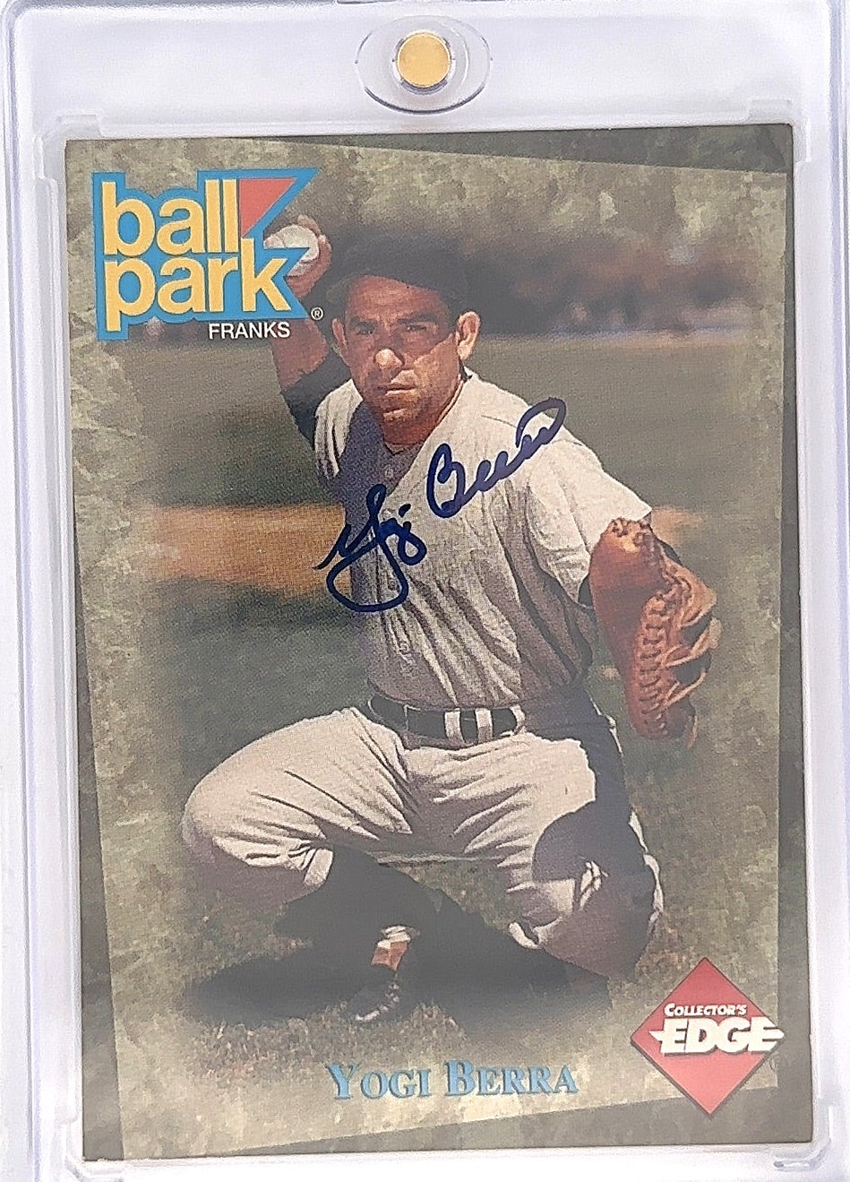 Yogi Berra Ball Park Franks Collectors Edge Autograph — front