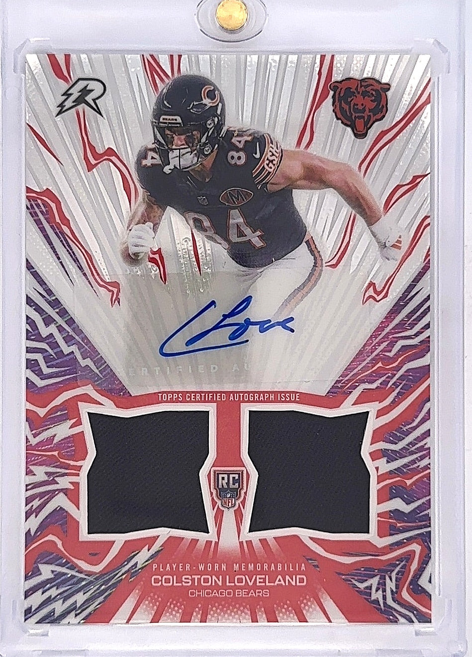 2025 Topps Resurgence Amped Up Rookie Relic Autograph Colston Loveland #AU-CL — front